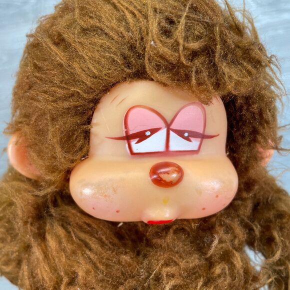 Vintage 1979 Russ Berrie 6in Poki Monkey Doll Plastic Head Hands Feet - FLAWS - Picture 2 of 9